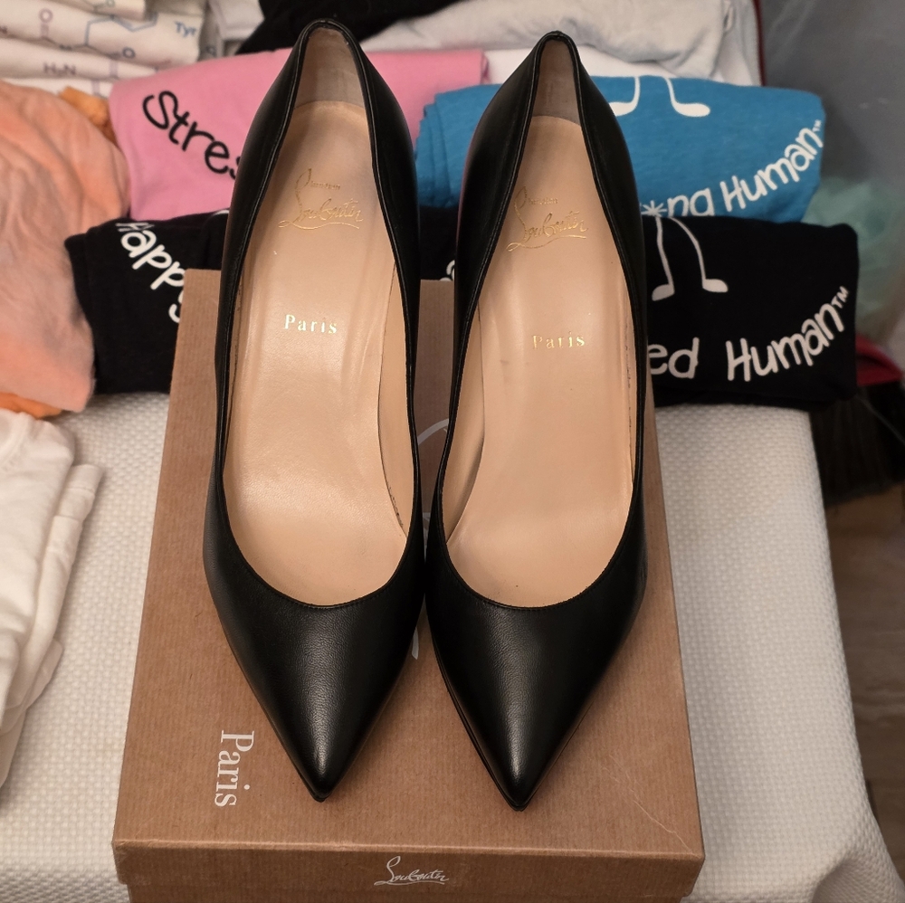Authentic Christian Louboutin Black Leather Women's Heels